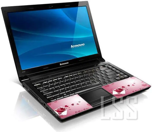 Alt view image 2 of 3 - LSS 15 15.6 Inches Laptop Notebook Skin Sticker with 2 Wrist Pads - Reusable Cover Protector Vinyl Sticker Cover Decal Fits 13" - 16" - Pink Hearts Envelope Pattern