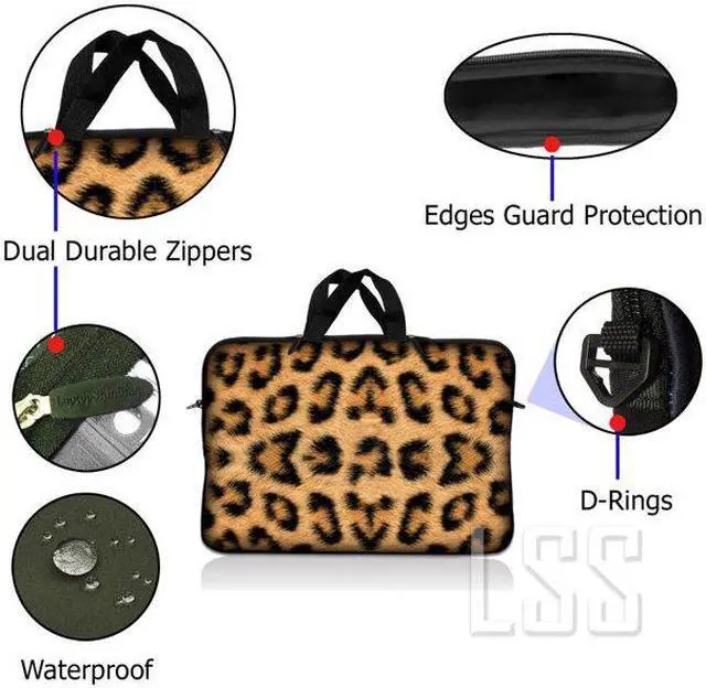 Alt view image 2 of 2 - LSS 12.3 inch Laptop Sleeve Bag Carrying Case Pouch with Handle for 11" 11.6" 12" Apple Macbook, GW, Acer, Asus, Dell, Hp, Sony, Toshiba, Leopard Print