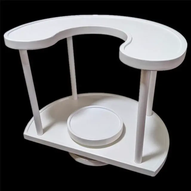 Main image of Two Tier Organizer Wood Lazy Susan for Countertop Spinner Turntable Tea Organizer for Cabinet Soda Rack Organizer Turn Tables for Organization Spice Storage Organizer House Organization (Pure White)