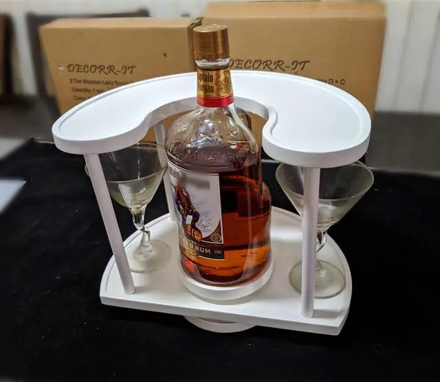 Alt view image 3 of 6 - Two Tier Organizer Wood Lazy Susan for Countertop Spinner Turntable Tea Organizer for Cabinet Soda Rack Organizer Turn Tables for Organization Spice Storage Organizer House Organization (Pure White)