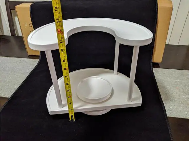 Alt view image 6 of 6 - Two Tier Organizer Wood Lazy Susan for Countertop Spinner Turntable Tea Organizer for Cabinet Soda Rack Organizer Turn Tables for Organization Spice Storage Organizer House Organization (Pure White)