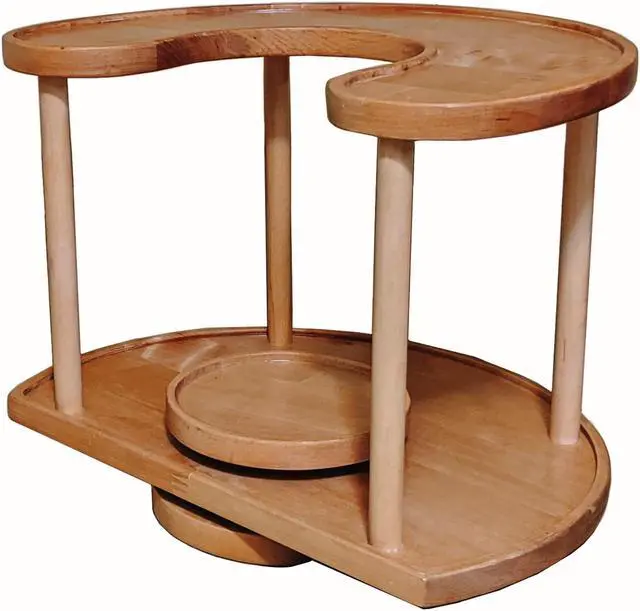 Main image of Two Tier Organizer Wood Lazy Susan for Countertop Spinner Turntable Tea Organizer for Cabinet Soda Rack Organizer Turn Tables for Organization Spice Storage Organizer House Organization Sunset