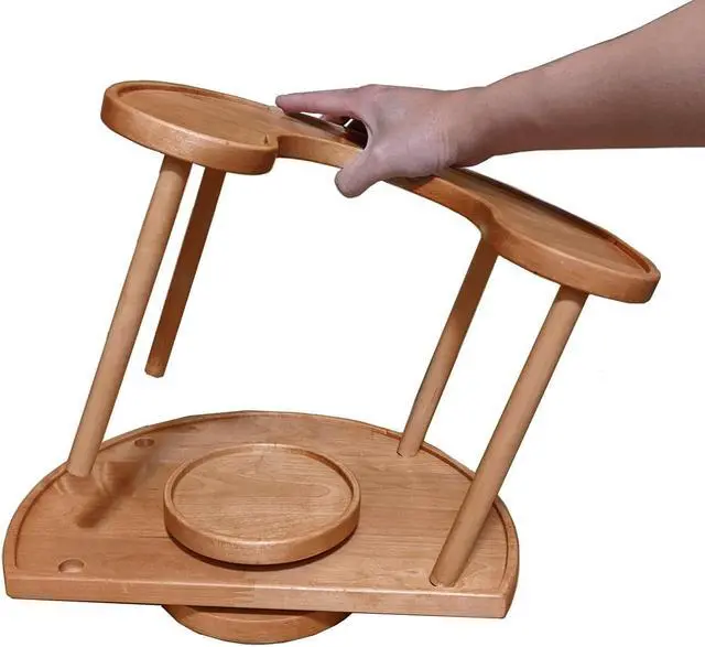Alt view image 6 of 6 - Two Tier Organizer Wood Lazy Susan for Countertop Spinner Turntable Tea Organizer for Cabinet Soda Rack Organizer Turn Tables for Organization Spice Storage Organizer House Organization Sunset