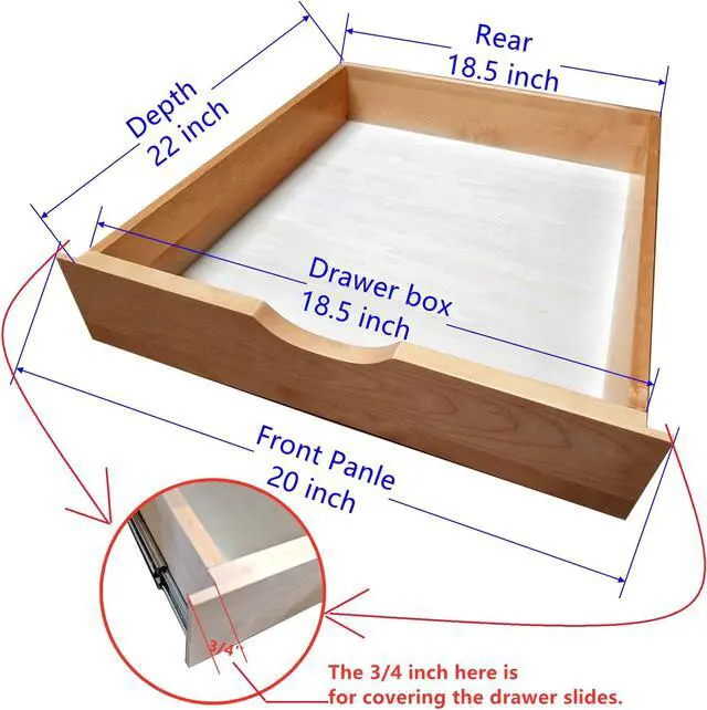 Alt view image 2 of 7 - Fully Assembled Soft Close Wooden Drawer Organizer Pull Out Under Cabinet Sliding Shelf Base Kitchen Bathroom Vanity Under Sink Pull Out Organizer Drawer Roll Out Wood Storage 20 in. width x 22''depth