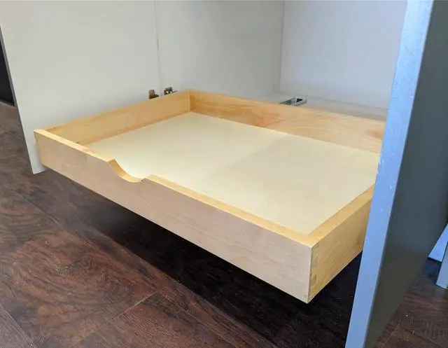 Alt view image 4 of 7 - 26'' Under Sink Organizers Storage Dovetail Drawer Rollout Drawer Wood Tray Kitchen Organizer Cabinet Slide Out Shelve Pull-Out Shelf Organization Assembled w/Sliders (26'' Width/one Drawer)