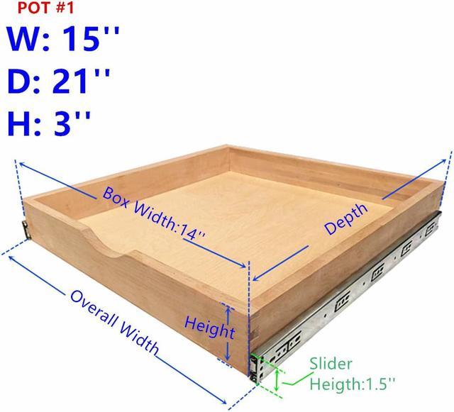 14 inch Width Drawer Wood Pull Out Tray Drawer Box Kitchen Cabinet Organizer,  Cabinet Slide Out