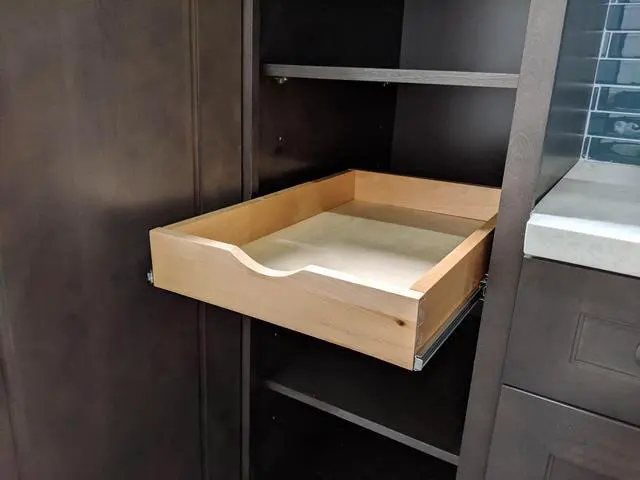 Alt view image 6 of 7 - 14 inch Width Drawer Wood Pull Out Tray Drawer Box Kitchen Cabinet Organizer, Cabinet Slide Out Shelve, Wooden Pull-Out Shelf, Include Side Mount Sliders & Rear Bracket --DIY (Fits RTA Cabinet B18)
