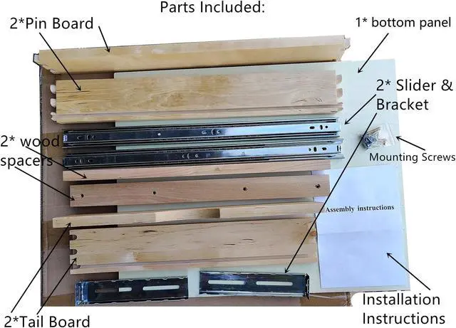 Alt view image 4 of 7 - 20'' Width Drawer Organizer Roll Wood Tray Kitchen OrganizerDrawer Box, Cabinet Slide Out Shelve Pull-Out Shelf, W/ Wood Spacer Pantry Organization Storage (Fits RTA Face Frame Cabinet B24, Pantry 24)