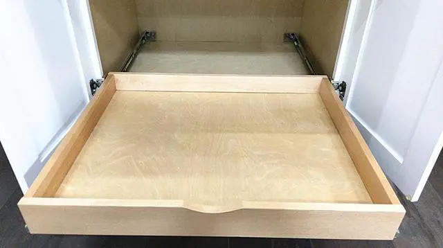 Alt view image 5 of 5 - 29'' Width Cabinet Roll Out Tray Wood Pull Out Tray Drawer Box Kitchen Cabinet Organizer, Cabinet Slide Out Shelves, Include Side Mount Drawer Tracks Glides Wood Spacers -DIY (Fit RTA Face Frame B33)