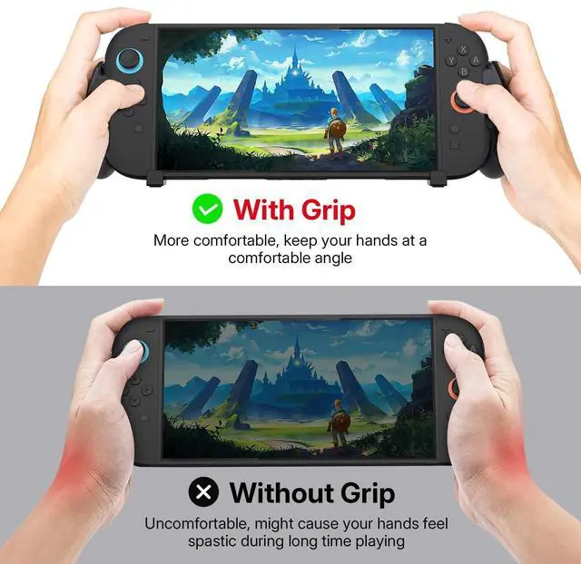 Alt view image 5 of 7 - Abourt Console Grip with 5 Game Slots Compatible with Nintendo Switch 2 (2025), Ergonomic Grip Hard Shell for Users Who Prefer Handheld Mode, Black