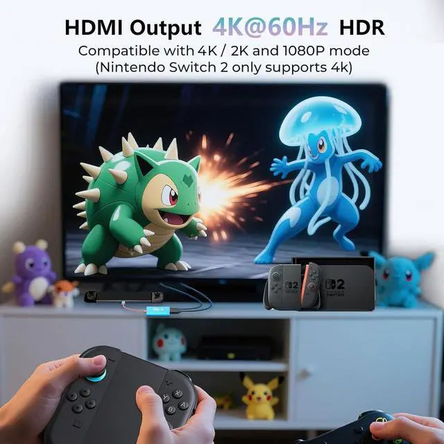 Alt view image 2 of 7 - Abourt Switch 2 Dock, Replacement for Nintendo Switch 2 Dock Support 4K/60HZ TV Mode Compatible Nintendo 2, Travel Adapter with HDMI2.0 PD100W USB3.0 Port