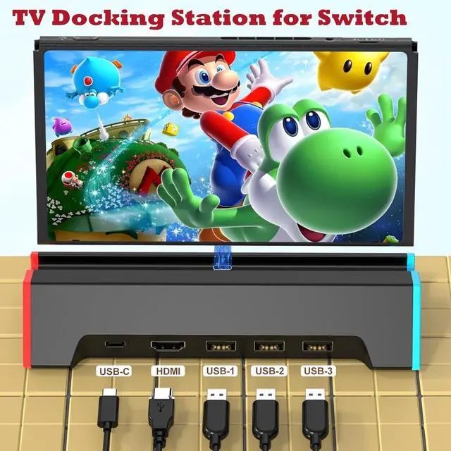 Alt view image 5 of 7 - Abourt TV Docking Station Support 4K HDTV Output with C Port/USB 3.0, Replacement for Official Switch Dock, PortableNo Power Cord Included, Compatible with Switch/OLED