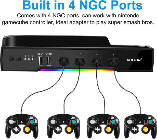 Alt view image 3 of 6 - Abourt Cooling Fan Dock Station Compatible with Nintendo Switch 2, Adapter Compatible with Gamecube Controller, Dual-Fan Cooling System with 2 USB Ports for Charging Data