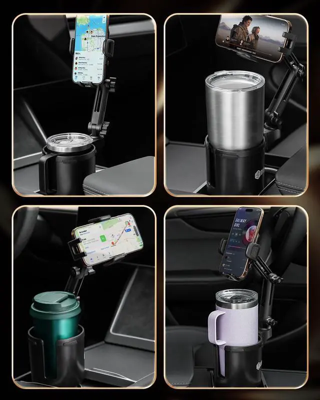 Alt view image 6 of 6 - Cup Holder Phone Holder for Car, 2 in 1 Cup Holder Phone Mount with Adjustable Base, Long-Arm Supports 360° Rotation, Car Phone Holder Compatible with All Phones| Anti-Slip&No Shake Design