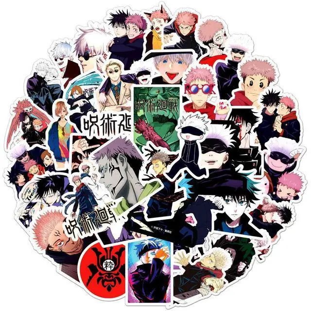 Alt view image 2 of 7 - 50PCS Jujutsu Kaisen Stickers Pack Anime Character Sticker for Water Bottle Laptop Skateboard Journal, Waterproof Vinyl Cool Manga Decals for Teens Adults Party Supplies