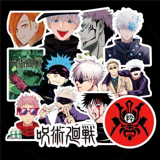 Alt view image 4 of 7 - 50PCS Jujutsu Kaisen Stickers Pack Anime Character Sticker for Water Bottle Laptop Skateboard Journal, Waterproof Vinyl Cool Manga Decals for Teens Adults Party Supplies