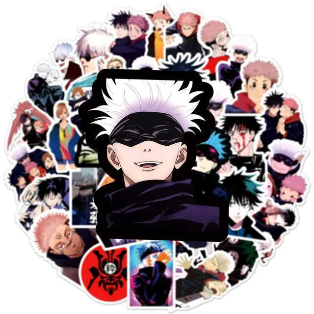 Alt view image 6 of 7 - 50PCS Jujutsu Kaisen Stickers Pack Anime Character Sticker for Water Bottle Laptop Skateboard Journal, Waterproof Vinyl Cool Manga Decals for Teens Adults Party Supplies