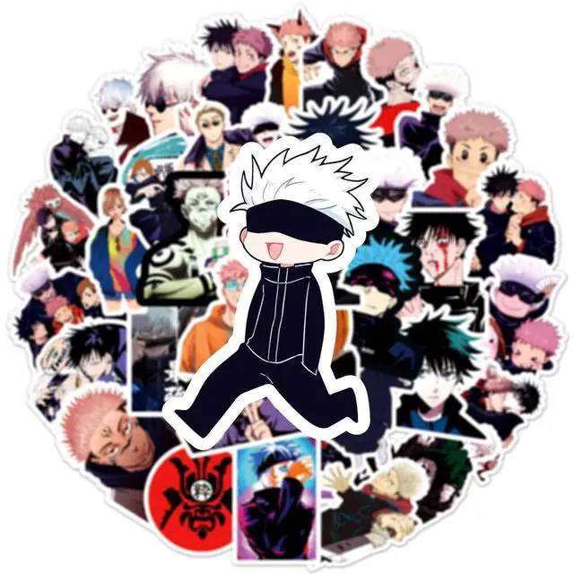 Alt view image 7 of 7 - 50PCS Jujutsu Kaisen Stickers Pack Anime Character Sticker for Water Bottle Laptop Skateboard Journal, Waterproof Vinyl Cool Manga Decals for Teens Adults Party Supplies