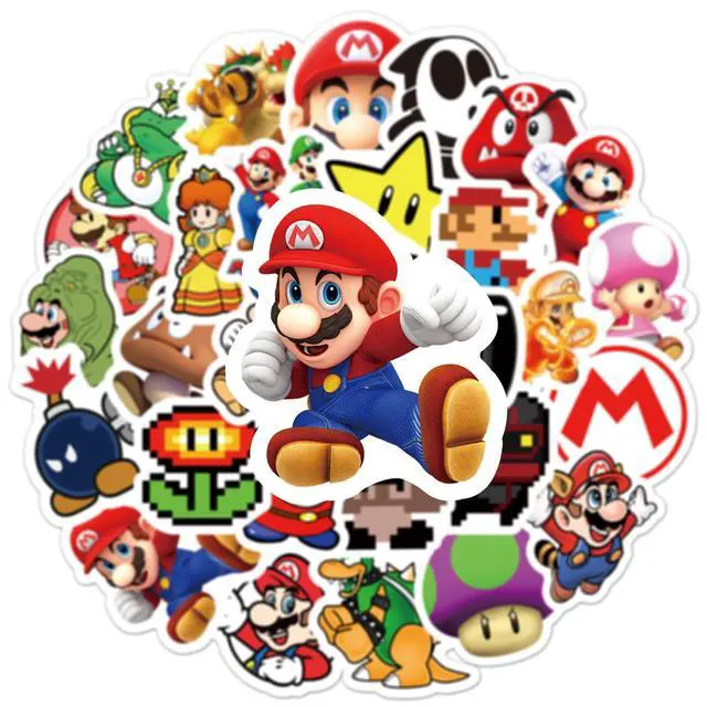 Alt view image 2 of 7 - 50Pcs Cartoon Mario Stickers for Kids, Vinyl Waterproof Game Decal for Water Bottle Laptop Sticker for DIY Decorate Bumper Phone Hard Hat Kids Teens Gifts (MLA)