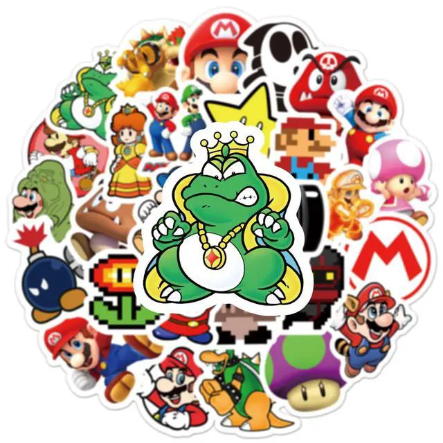 Alt view image 3 of 7 - 50Pcs Cartoon Mario Stickers for Kids, Vinyl Waterproof Game Decal for Water Bottle Laptop Sticker for DIY Decorate Bumper Phone Hard Hat Kids Teens Gifts (MLA)
