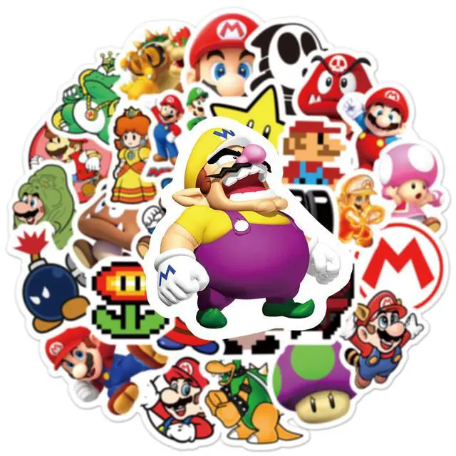 Alt view image 4 of 7 - 50Pcs Cartoon Mario Stickers for Kids, Vinyl Waterproof Game Decal for Water Bottle Laptop Sticker for DIY Decorate Bumper Phone Hard Hat Kids Teens Gifts (MLA)