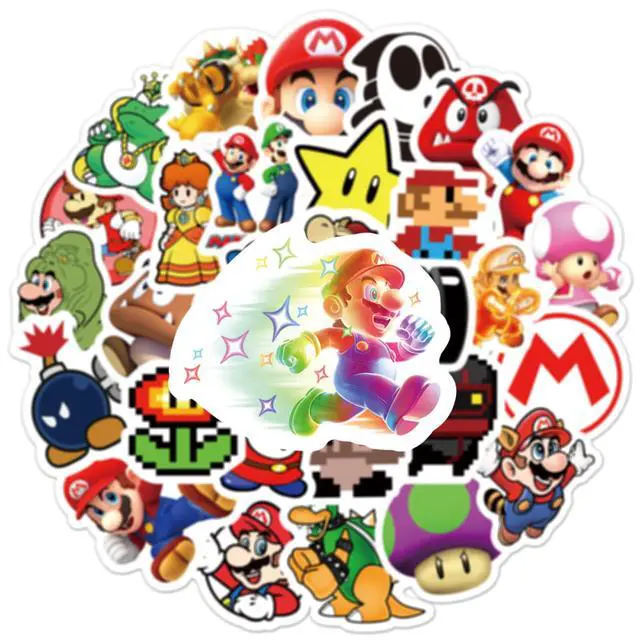 Alt view image 5 of 7 - 50Pcs Cartoon Mario Stickers for Kids, Vinyl Waterproof Game Decal for Water Bottle Laptop Sticker for DIY Decorate Bumper Phone Hard Hat Kids Teens Gifts (MLA)