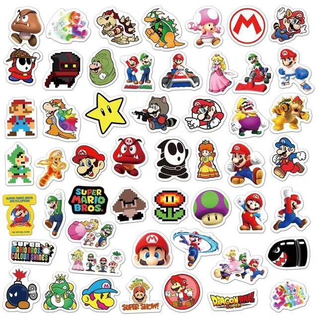 Alt view image 6 of 7 - 50Pcs Cartoon Mario Stickers for Kids, Vinyl Waterproof Game Decal for Water Bottle Laptop Sticker for DIY Decorate Bumper Phone Hard Hat Kids Teens Gifts (MLA)