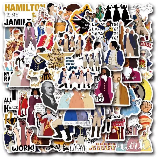Main image of 55PCS Hamilton Merch Stickers Pack Cute Musical Sticker for Water Bottle Laptop Skateboard Journal, Waterproof Vinyl Cool Decals for Teens Adults Party Supplies