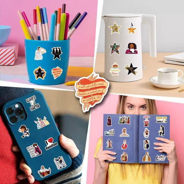 Alt view image 6 of 7 - 55PCS Hamilton Merch Stickers Pack Cute Musical Sticker for Water Bottle Laptop Skateboard Journal, Waterproof Vinyl Cool Decals for Teens Adults Party Supplies