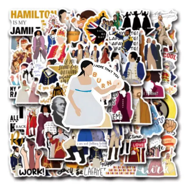 Alt view image 4 of 7 - 55PCS Hamilton Merch Stickers Pack Cute Musical Sticker for Water Bottle Laptop Skateboard Journal, Waterproof Vinyl Cool Decals for Teens Adults Party Supplies