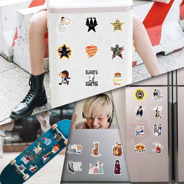 Alt view image 7 of 7 - 55PCS Hamilton Merch Stickers Pack Cute Musical Sticker for Water Bottle Laptop Skateboard Journal, Waterproof Vinyl Cool Decals for Teens Adults Party Supplies