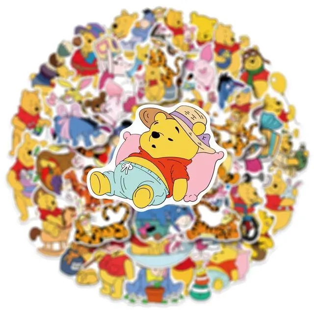 Alt view image 2 of 7 - 50Pcs Cute Cartoon Winnie Pooh Bear Stickers Movie Winnie The Pooh Decorative Waterproof Stickers Decals for Water Bottle,Laptop,Phone,Skateboard for Teens & Adults (Wnxx)