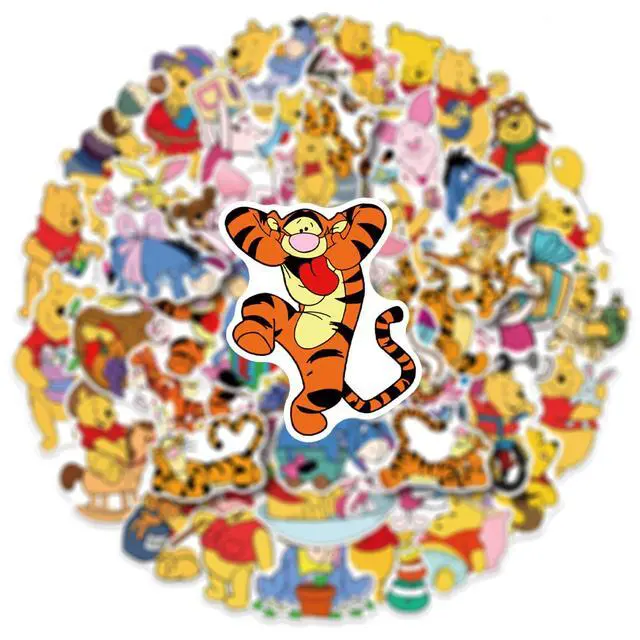 Alt view image 3 of 7 - 50Pcs Cute Cartoon Winnie Pooh Bear Stickers Movie Winnie The Pooh Decorative Waterproof Stickers Decals for Water Bottle,Laptop,Phone,Skateboard for Teens & Adults (Wnxx)