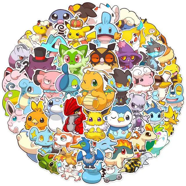 Main image of 50pcs Cute Pokemon Cartoon Stickers for Water Bottle, Cool Monster Waterproof Vinyl Stickers for Adult Teen Girl Kids Laptop Skateboard Bike Guitar Laggage Travel Case Helmet Notebook Scrapbook