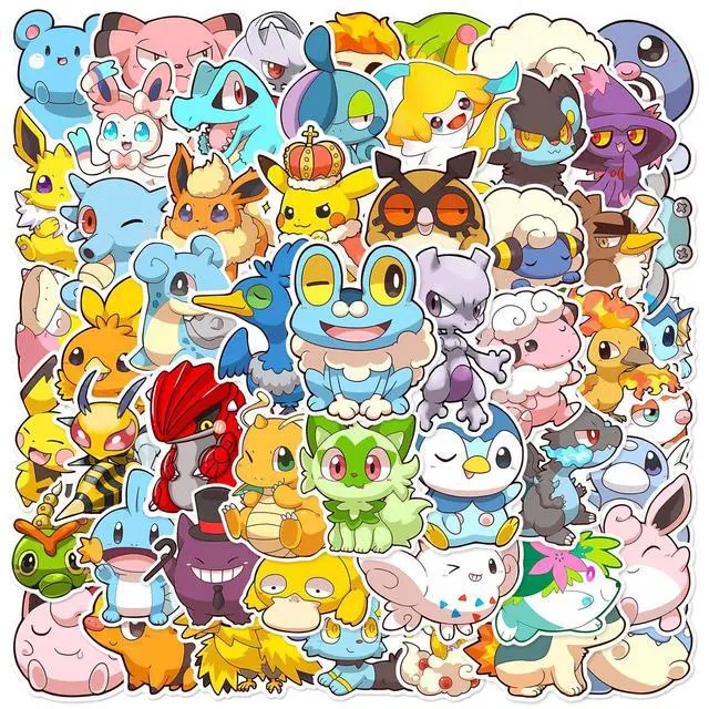 Alt view image 2 of 7 - 50pcs Cute Pokemon Cartoon Stickers for Water Bottle, Cool Monster Waterproof Vinyl Stickers for Adult Teen Girl Kids Laptop Skateboard Bike Guitar Laggage Travel Case Helmet Notebook Scrapbook