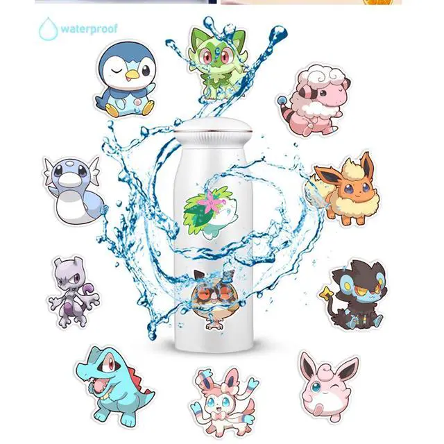Alt view image 7 of 7 - 50pcs Cute Pokemon Cartoon Stickers for Water Bottle, Cool Monster Waterproof Vinyl Stickers for Adult Teen Girl Kids Laptop Skateboard Bike Guitar Laggage Travel Case Helmet Notebook Scrapbook