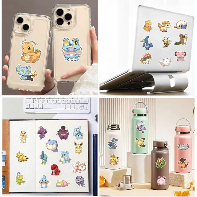 Alt view image 6 of 7 - 50pcs Cute Pokemon Cartoon Stickers for Water Bottle, Cool Monster Waterproof Vinyl Stickers for Adult Teen Girl Kids Laptop Skateboard Bike Guitar Laggage Travel Case Helmet Notebook Scrapbook