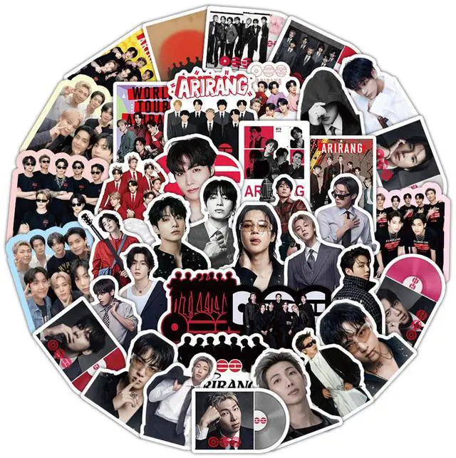 Main image of 50PCS BTS ARIRANG Album Stickers, K-pop Bangtan Boys Vinyl Waterproof Stickers for Laptop, Water Bottle, Phone Case, Skateboard, Cute Aesthetic Decals for Fans