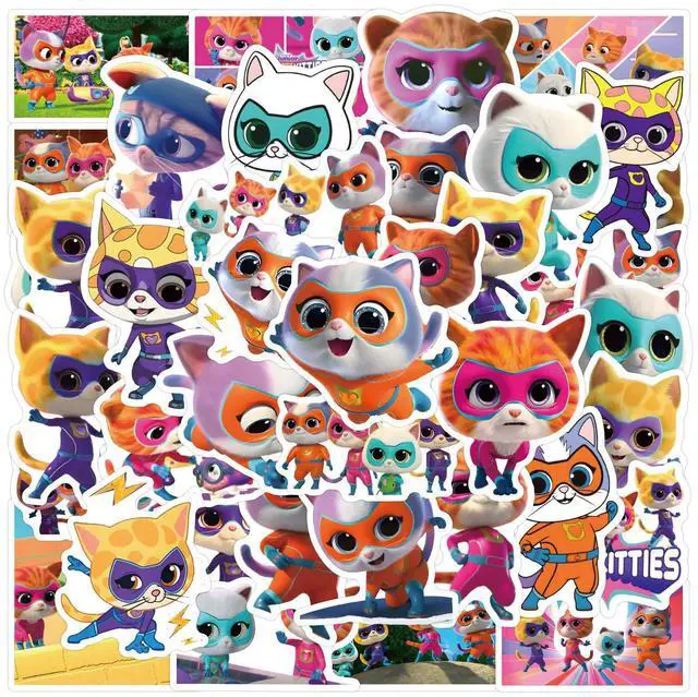 Main image of 50PCS Super Kitties Stickers Pack Manga Character Sticker for Water Bottle Laptop Skateboard Journal, Waterproof Vinyl Cool Anime Decals for Teens Adults Party Supplies