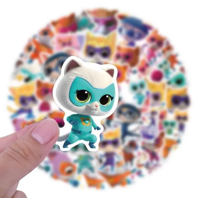 Alt view image 4 of 7 - 50PCS Super Kitties Stickers Pack Manga Character Sticker for Water Bottle Laptop Skateboard Journal, Waterproof Vinyl Cool Anime Decals for Teens Adults Party Supplies