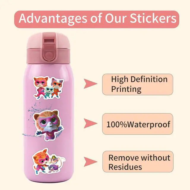 Alt view image 5 of 7 - 50PCS Super Kitties Stickers Pack Manga Character Sticker for Water Bottle Laptop Skateboard Journal, Waterproof Vinyl Cool Anime Decals for Teens Adults Party Supplies