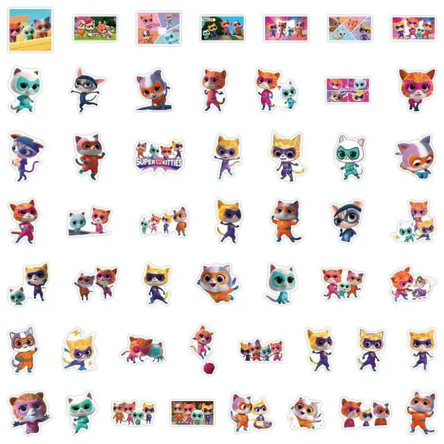 Alt view image 3 of 7 - 50PCS Super Kitties Stickers Pack Manga Character Sticker for Water Bottle Laptop Skateboard Journal, Waterproof Vinyl Cool Anime Decals for Teens Adults Party Supplies