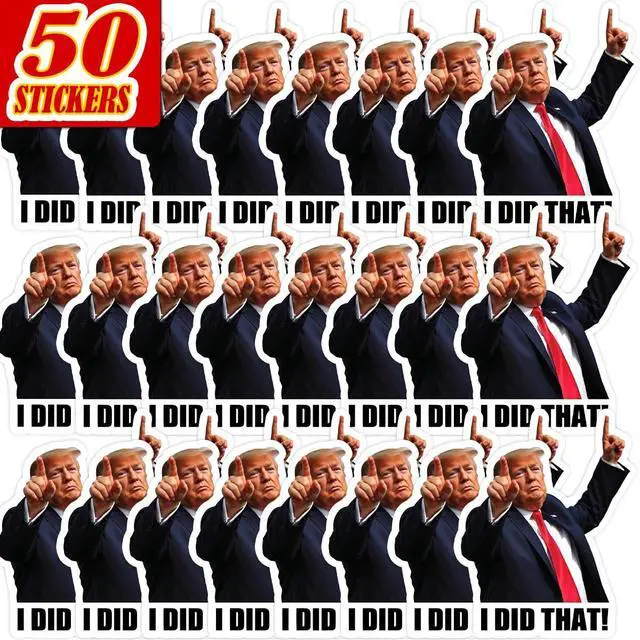 Alt view image 2 of 6 - 50pcs I Did that Trump Stickers 2-2.5 Inches Funny Anti Trump Sticker I Did that Gas Pump Sticker My Tariff We Did that Trump I Did that Trump-Stickers Decal Waterproof Merchandise Car 8