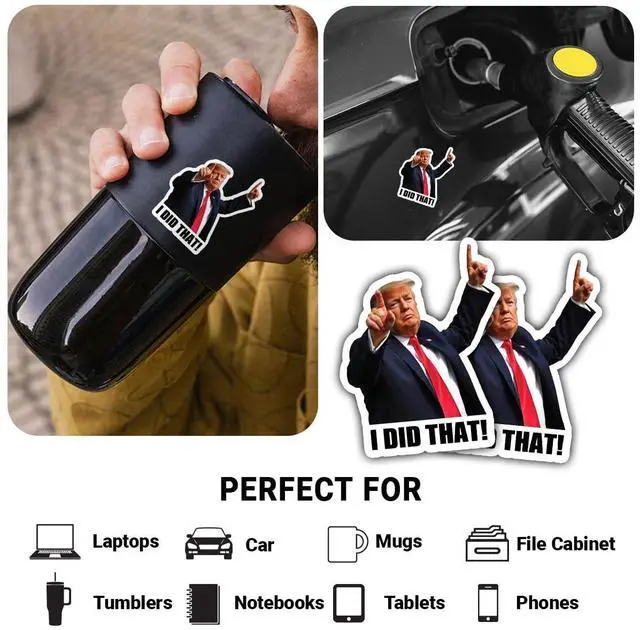 Alt view image 6 of 6 - 50pcs I Did that Trump Stickers 2-2.5 Inches Funny Anti Trump Sticker I Did that Gas Pump Sticker My Tariff We Did that Trump I Did that Trump-Stickers Decal Waterproof Merchandise Car 8