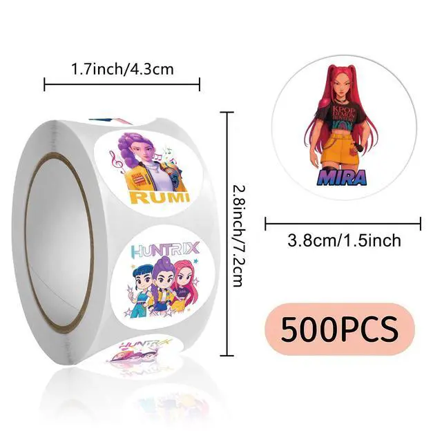 Alt view image 3 of 7 - Demon Movie Hunters Stickers Roll - 500Pcs 8 Style Korean Hunters Movie Anime Music Idol Vinyl Stickers Decals - Easy Stick & Removeable for Fans Lover Scarpbook Window Tumblers Water Bottles Teens