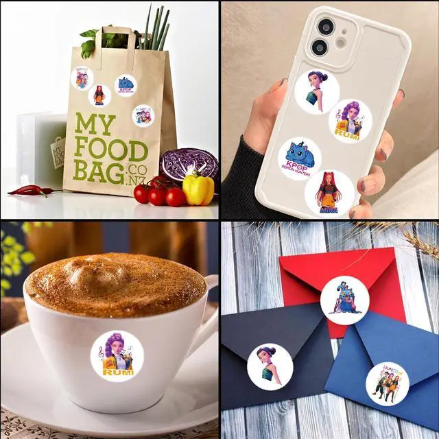 Alt view image 7 of 7 - Demon Movie Hunters Stickers Roll - 500Pcs 8 Style Korean Hunters Movie Anime Music Idol Vinyl Stickers Decals - Easy Stick & Removeable for Fans Lover Scarpbook Window Tumblers Water Bottles Teens