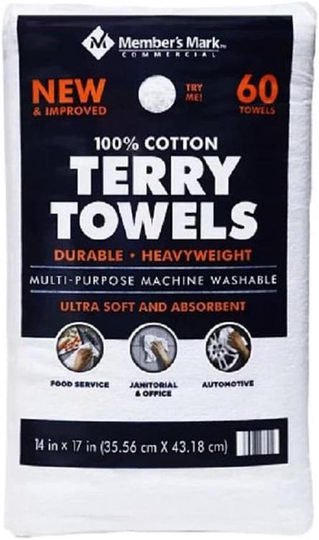 Member's Mark 100% Cotton Terry Towels, 14 x 17 (60 ct