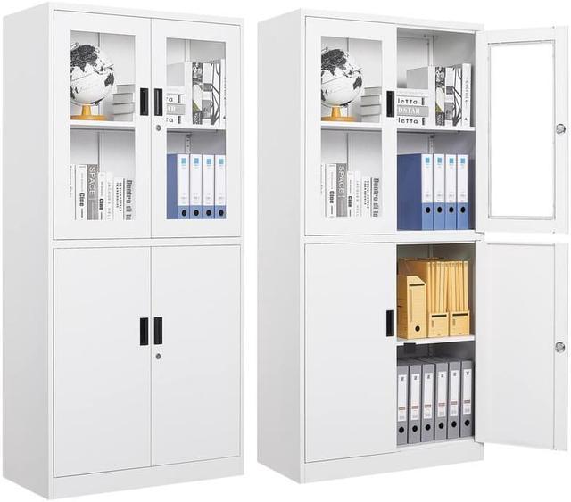 Storage Cabinet with Doors and Shelves, 71 Steel Locker Acrylic