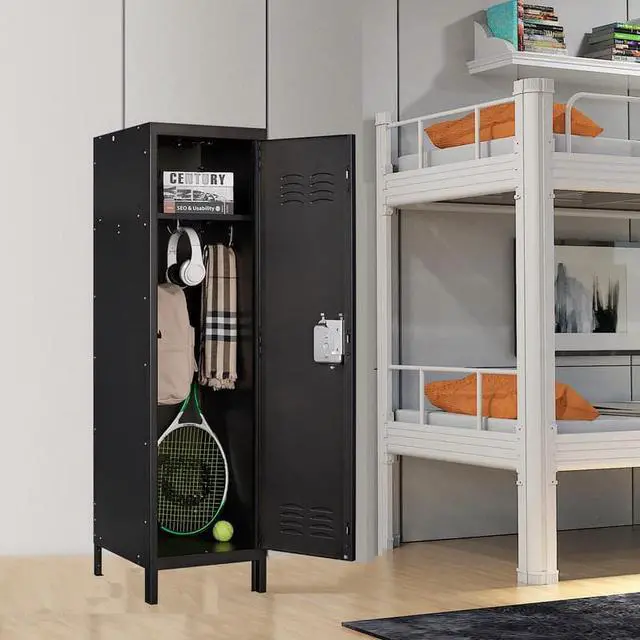 Alt view image 4 of 6 - AFAIF Metal Locker with Lock,55" Storage Cabinet Steel Retro Wardrobe with Lockable Doors for Home Office Employees School Dormitory Gym (1 Door)