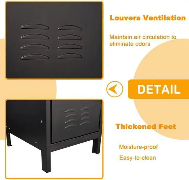 Alt view image 5 of 6 - AFAIF Metal Locker with Lock,55" Storage Cabinet Steel Retro Wardrobe with Lockable Doors for Home Office Employees School Dormitory Gym (1 Door)